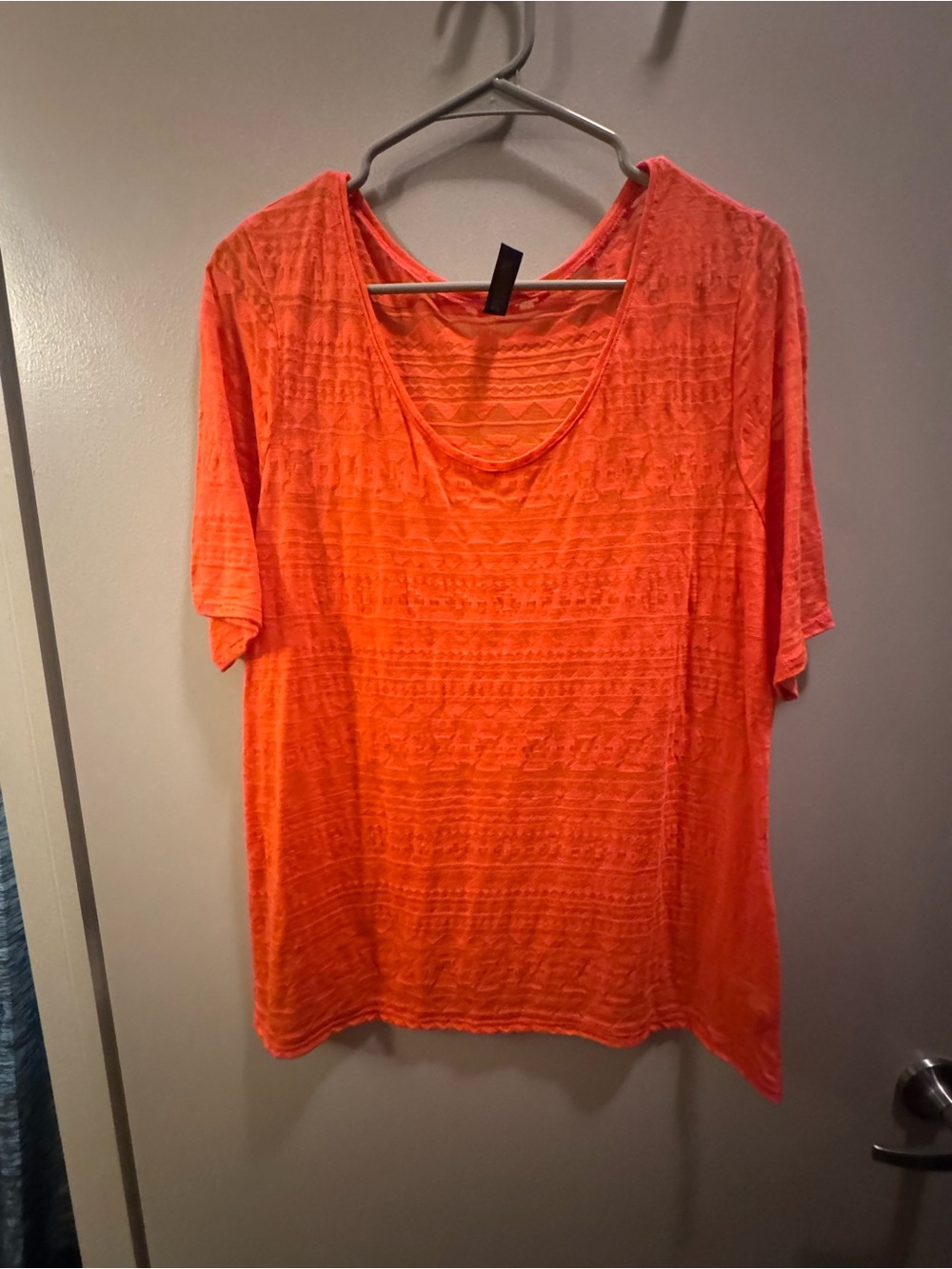 Lane Bryant Bright Orange Scoop Neck Short Sleeve Top